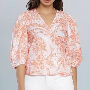 Tommy Hilfiger Orange Floral V-Neck Blouse